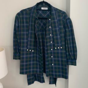 Opening Ceremony Faux Pearl Embellished Flannel